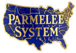 "PARMELEE SYSTEM" TAXI-RELATED ENAMEL ON BRASS CAP BADGE.