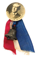 "WOODROW WILSON" REAL PHOTO WITH RIBBONS AND LIBERTY BELL HANGERS.