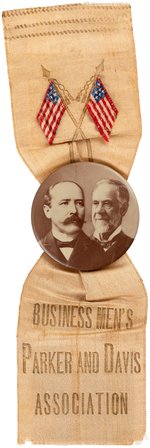 NEW YORK "BUSINESSMEN'S PARKER AND DAVIS ASSOCIATION" JUGATE BUTTON RIBBON BADGE.