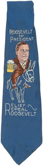 OUTSTANDING FDR BEER MUG "RELIEF REPEAL ROOSEVELT" 1932 NECK TIE.