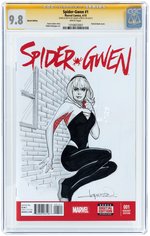 "SPIDER GWEN" #1 APRIL 2015 CGC 9.8 NM/MINT SIGNATURE SERIES WITH AARON LOPRESTI SKETCH COVER.