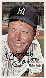 MICKEY MANTLE SIGNED 1964 TOPPS GIANTS BASEBALL CARD.