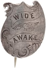 RARE LINCOLN "WIDE AWAKE" C. 1860 SILVER PIN-BACK BADGE.