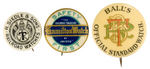 THREE BUTTONS PROMOTING RAILROAD WATCHES.