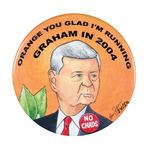 BRIAN CAMPBELL "ORANGE YOU GLAD I'M RUNNING - GRAHAM IN 2004" 2.25" BUTTON FROM EDITION OF 50.