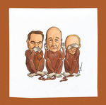 "3 MONKEYS SCHROEDER, CHIRAC & PUTIN" ORIGINAL ART.