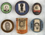 GROUP OF NINE WWII ERA ID BADGES FEATURING AFRICAN AMERICAN MEN AND WOMEN.