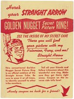 "STRAIGHT ARROW GOLDEN NUGGET SECRET PICTURE" RING TRIO WITH FIRST SEEN VARIETY & VERY RARE PAPER.