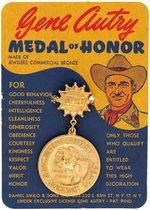 "GENE AUTRY MEDAL OF HONOR" ON CARD.