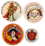 FAIR AND FESTIVALS GROUP OF FOUR GRAPHIC BUTTONS ALL FROM CALIFORNIA.