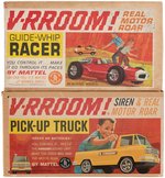 MATTEL "V-RROOM! PICK-UP TRUCK & GUIDE WHIP RACER" BOXED PAIR.