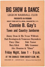 SCARCE PATSY CLINE 1956 WEST VIRGINIA COUNTRY MUSIC CONCERT HANDBILL.