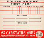 1953 "CARSTAIRS BATTER UP! BASEBALL CALENDAR" TAVERN DISPLAY.