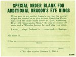 "JACK ARMSTRONG DRAGON'S EYE RING" HIGH GRADE GENERAL MILLS FILE COPY PREMIUM & PAPER.