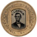 "A. LINCOLN" 1864 BEARDED PORTRAIT FERROTYPE BADGE.