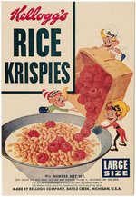 KELLOGG'S "RICE KRISPIES" SNAP, CRACKLE & POP MOVEABLE FACES RING SET WITH FILE COPY CEREAL BOX.