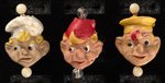 KELLOGG'S "RICE KRISPIES" SNAP, CRACKLE & POP MOVEABLE FACES RING SET WITH FILE COPY CEREAL BOX.