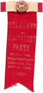 DEBS 1908 "DELEGATE SOCIALIST PARTY NATIONAL CONVENTION" RIBBON.