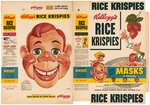 HOWDY DOODY & INDIAN PRINCESS CEREAL BOX FLATS & LARGE HOWDY DOODY SAMPLE MASK.