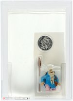 "STAR WARS - EWOKS" LOGRAY (ENGINEERING PILOT) TEST SAMPLE BLANK CARD/CHIRPA COIN AFA 80 NM.