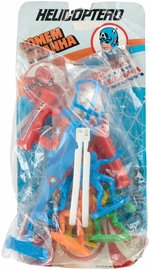 GULLIVER MARVEL CAPTAIN AMERICA/SPIDER-MAN HELICOPTER AND FIGURES IN BAG ON CARD.