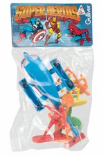 GULLIVER MARVEL CAPTAIN AMERICA/SPIDER-MAN HELICOPTER AND FIGURES IN HEADER CARD BAG.