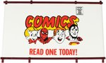 "COMICS - READ ONE TODAY!" WIRE COMIC BOOK SALES RACK.
