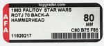 PALITOY "STAR WARS: RETURN OF THE JEDI - HAMMERHEAD" TRI-LOGO "TRANSITION" 70 BACK-A AFA 80 NM.