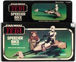 "STAR WARS: RETURN OF THE JEDI - BIKER SCOUT LASER PISTOL" AFA 80 NM & BOXED SPEEDER BIKE PAIR.