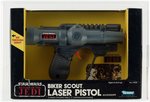 "STAR WARS: RETURN OF THE JEDI - BIKER SCOUT LASER PISTOL" AFA 80 NM & BOXED SPEEDER BIKE PAIR.