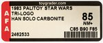 PALITOY "STAR WARS: RETURN OF THE JEDI - HAN SOLO CARBONITE" TRI-LOGO AFA 85 NM+.