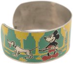 MICKEY, MINNIE AND PLUTO C. 1934 WIDE CUFF BRACELET BY COHN & ROSENBERGER.