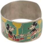 MICKEY, MINNIE AND PLUTO C. 1934 WIDE CUFF BRACELET BY COHN & ROSENBERGER.