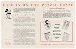 MICKEY MOUSE PUZZLE CONTEST MOVIE THEATER PROMOTIONAL MAILER.