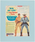 "TONTO" WHEATIES LIFE-SIZED PREMIUM POSTER & CEREAL BOX BACK.