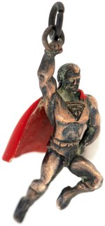 SUPERMAN "DELL WESTON" MINIATURE STERLING SILVER FIGURAL CHARM.