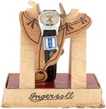 "HOPALONG CASSIDY WRIST WATCH" ON SADDLE IN DISPLAY BOX.