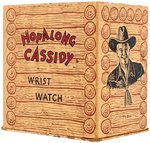 "HOPALONG CASSIDY WRIST WATCH" ON SADDLE IN DISPLAY BOX.