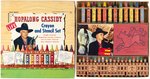 "HOPALONG CASSIDY CRAYON AND STENCIL SET" BOXED PAIR.