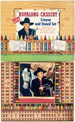 "HOPALONG CASSIDY CRAYON AND STENCIL SET" BOXED PAIR.