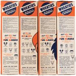 "WHEATIES" CEREAL BOX LOT WITH DONALD DUCK, PINOCCHIO, CINDERELLA & LUCIFER MASKS.