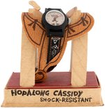 "HOPALONG CASSIDY WRIST WATCH" ON SADDLE IN DISPLAY BOX (RARE CASE VARIETY).