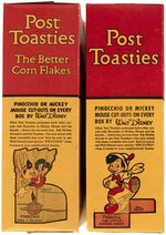 "POST TOASTIES" CEREAL BOX LOT FEATURING PINOCCHIO.