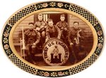 WORLD WAR I ERA "FIRST U.S. ENGINEERS" MILITARY BAND REAL PHOTO OVAL CELLO. BUTTON.