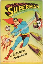 "SUPERMAN" FHER SPANISH CARD ALBUM, NEAR SET OF LOOSE CARDS & UNOPENED PACKS.