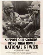 TRIO OF ANTI-VIETNAM WAR POSTERS INCLUDING IMAGE OF A GUITAR PLAYING SOLDIER.