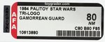 PALITOY "STAR WARS: RETURN OF THE JEDI - GAMORREAN GUARD" TRI-LOGO 70 BACK AFA 80 NM.