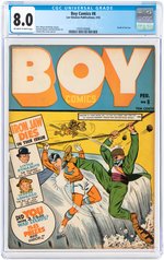 "BOY COMICS" #8 FEBRUARY 1943 CGC 8.0 VF.