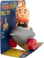 TRANSOGRAM "ELROY JETSON'S BOBBING SPACE CAR PULL TOY" ON DISPLAY CARD.