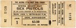 RARE SEX PISTOLS NEW YEARS DAY 1978 CLEVELAND, OHIO CONCERT TICKET.